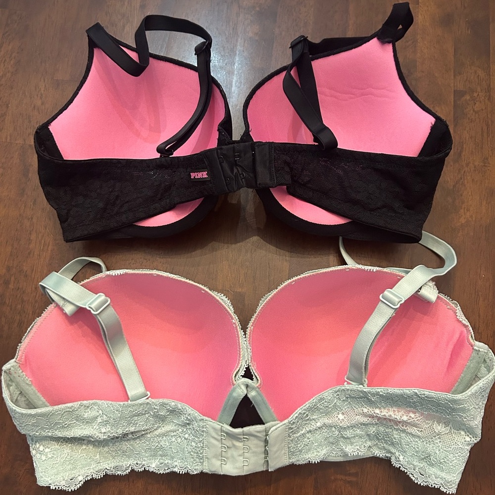 NWOT PINK Victoria's Secret Black and Blue Lace Bras Size 36D - Picture 6 of 6